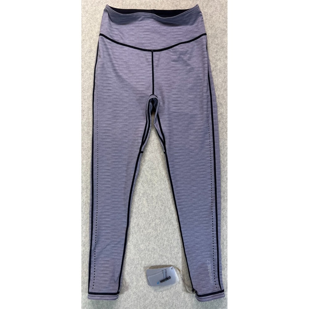 NWT Gymshark Womens Compression Leggings Black Gray Marl Reversible Contrast M